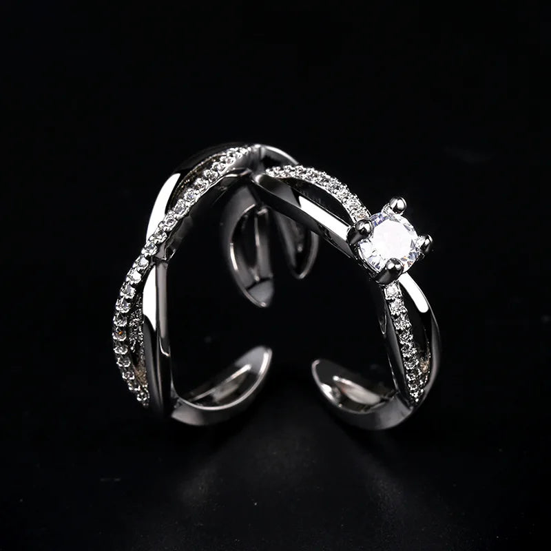 2022 Romantic Couple Wedding Ring For Woman Men 2Pcs Love Heart Zircon Adjustable Rings Fashion Engaged Promise Jewelry Gifts