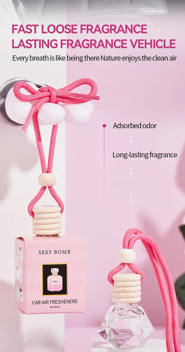 Pink car fragrance car interior accessories, perfume pendant car supplies, fresh air car fragrance