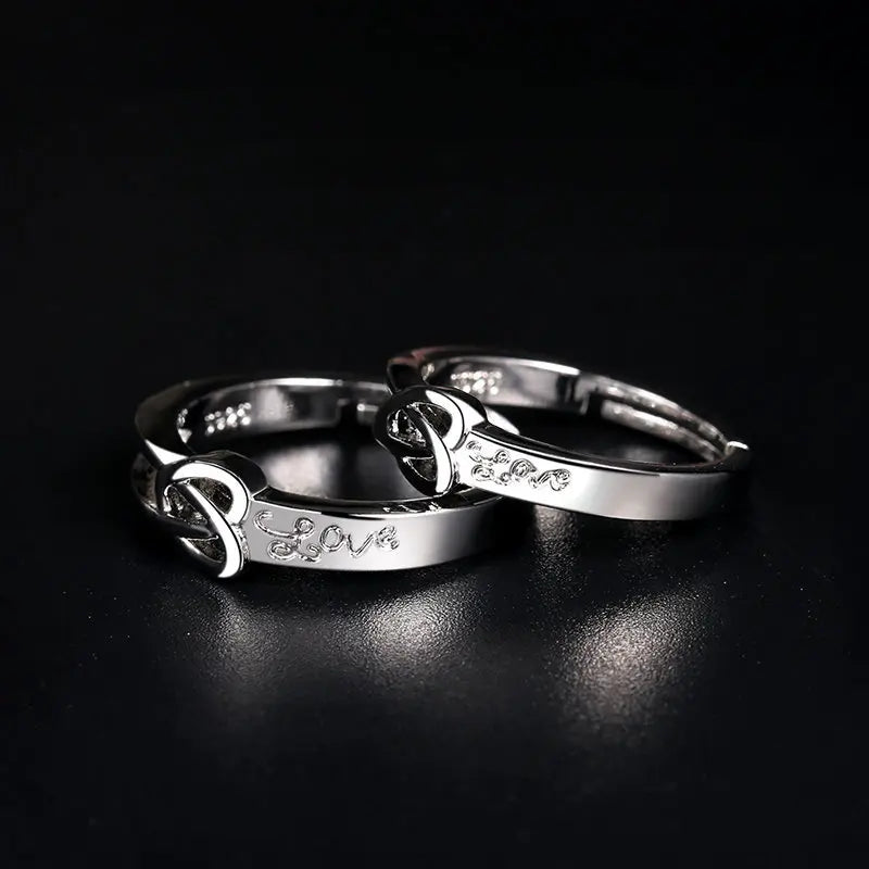 2022 Romantic Couple Wedding Ring For Woman Men 2Pcs Love Heart Zircon Adjustable Rings Fashion Engaged Promise Jewelry Gifts