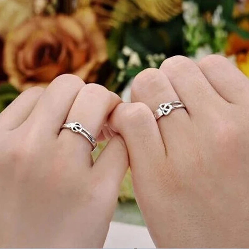 2022 Romantic Couple Wedding Ring For Woman Men 2Pcs Love Heart Zircon Adjustable Rings Fashion Engaged Promise Jewelry Gifts