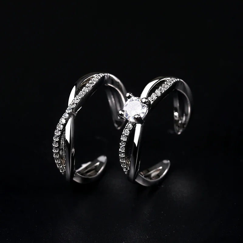 2022 Romantic Couple Wedding Ring For Woman Men 2Pcs Love Heart Zircon Adjustable Rings Fashion Engaged Promise Jewelry Gifts
