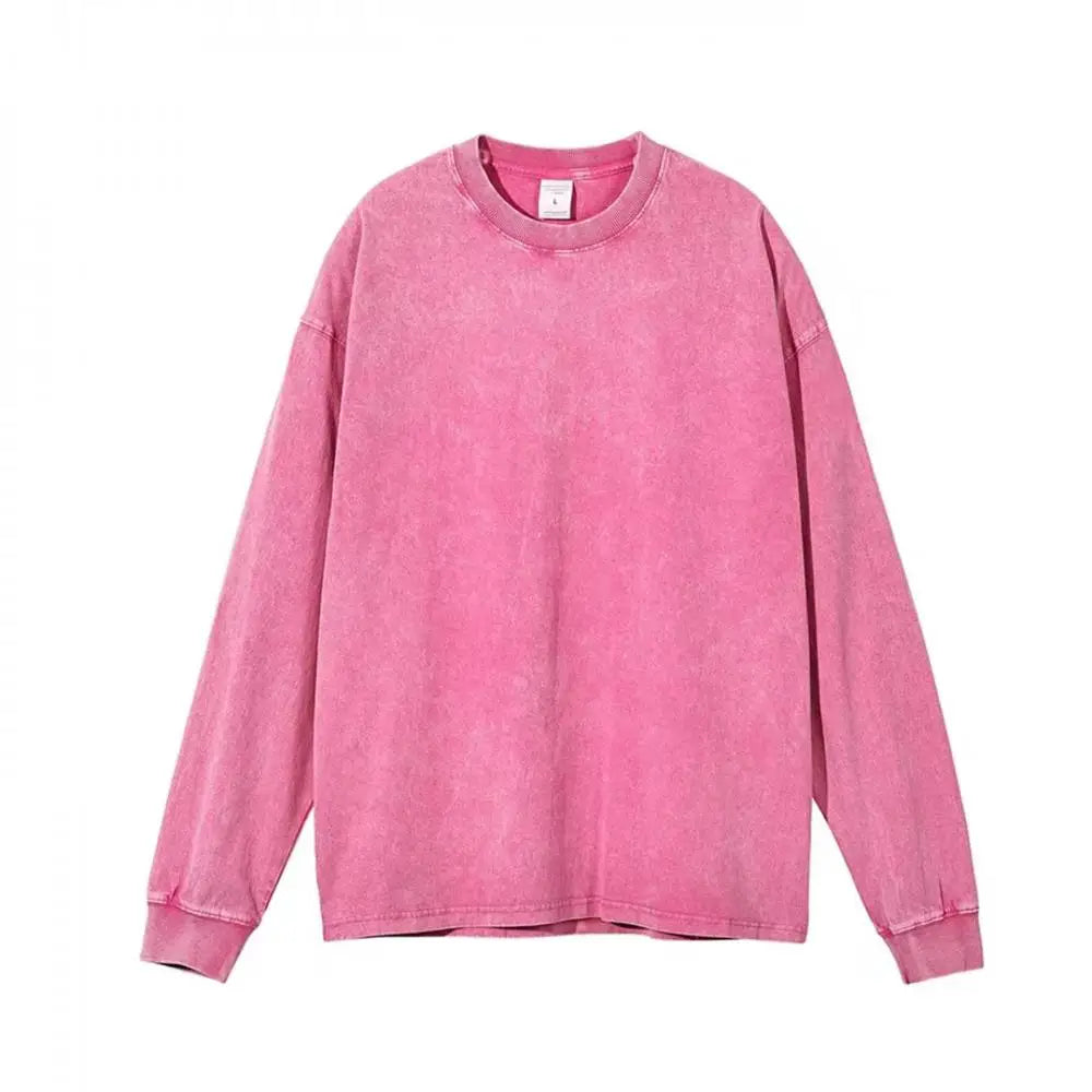Thick Washed Sweatshirt for Men Women Cotton Loose O-Neck Oversized Clothing Korean Y2k Tops Casual Vintage Long Sleeve Hoody