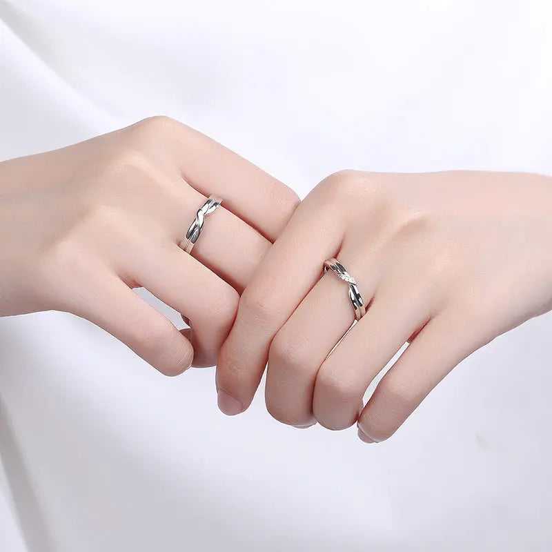 2022 Romantic Couple Wedding Ring For Woman Men 2Pcs Love Heart Zircon Adjustable Rings Fashion Engaged Promise Jewelry Gifts