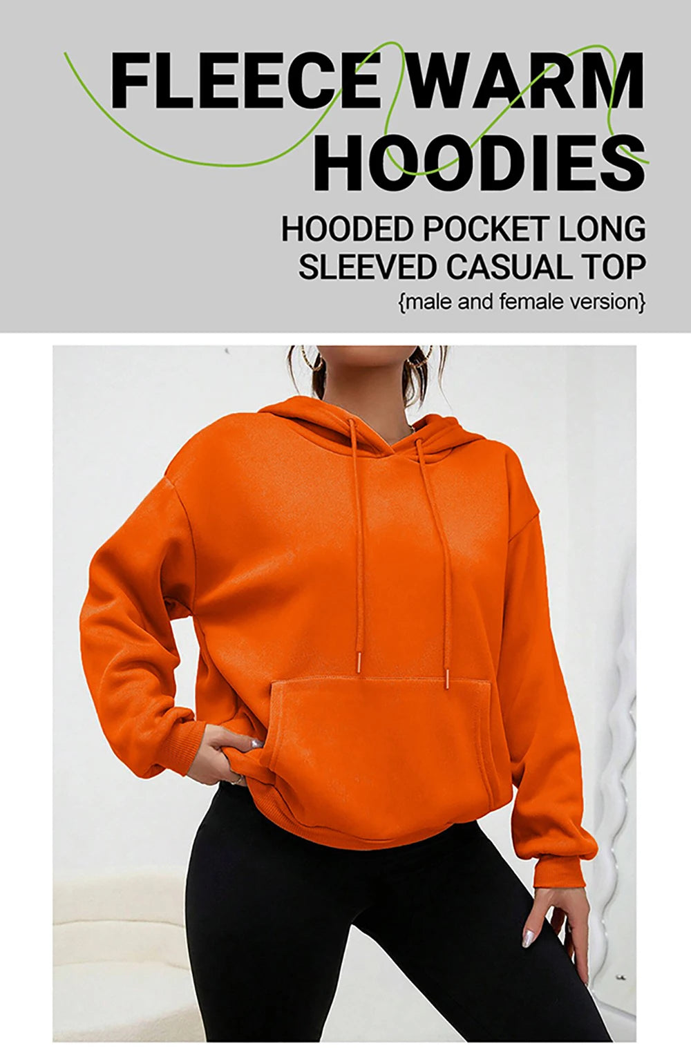 Solid Color Hoody For Female Autumn Fashionable Clothing Casual Fleece Pocket Hoodies Multicolor Unisex Women Streetwear