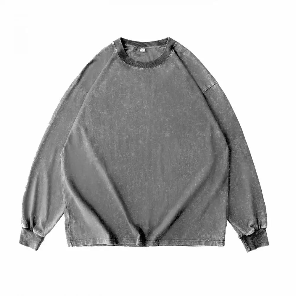 Thick Washed Sweatshirt for Men Women Cotton Loose O-Neck Oversized Clothing Korean Y2k Tops Casual Vintage Long Sleeve Hoody