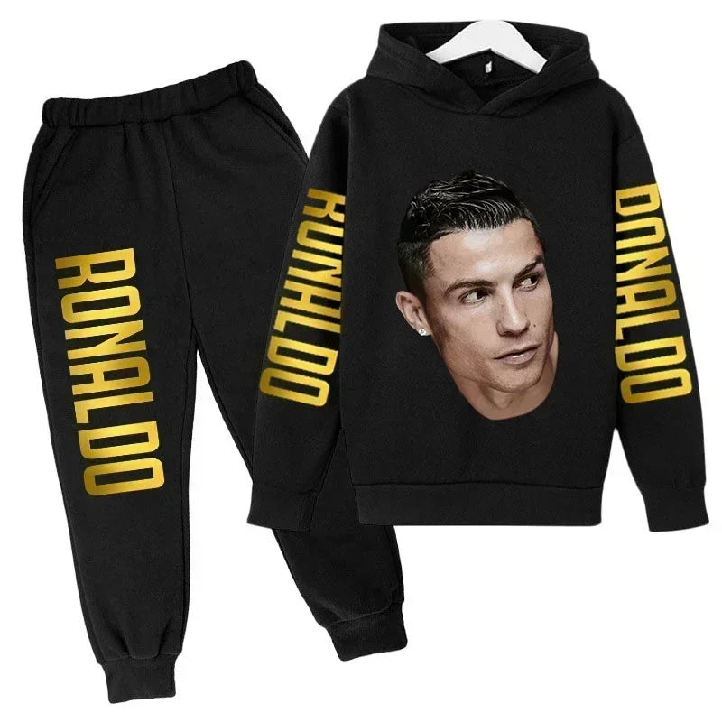 Autumn Fashion Brand Ronaldo Print Children Set Hoodie+Pants Suit 2pcs Set Kid Boy Girl Clothes Casual Football Player Tracksuit