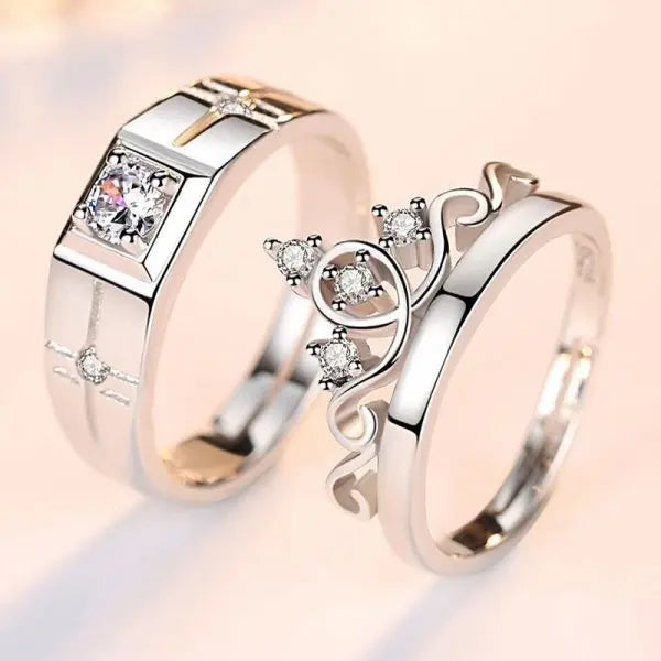 2022 Romantic Couple Wedding Ring For Woman Men 2Pcs Love Heart Zircon Adjustable Rings Fashion Engaged Promise Jewelry Gifts