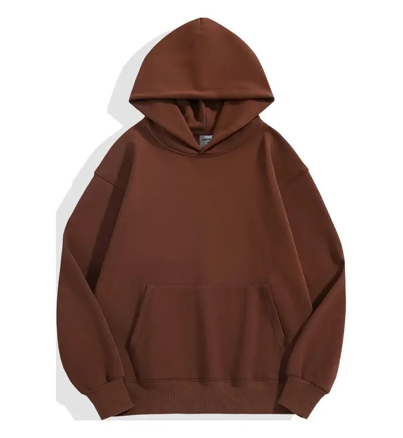 Heavy Weight Fashion Men's Hoodies New Autumn Winter Casual Thick Cotton Men's Top Solid Color Hoodies Sweatshirt Male