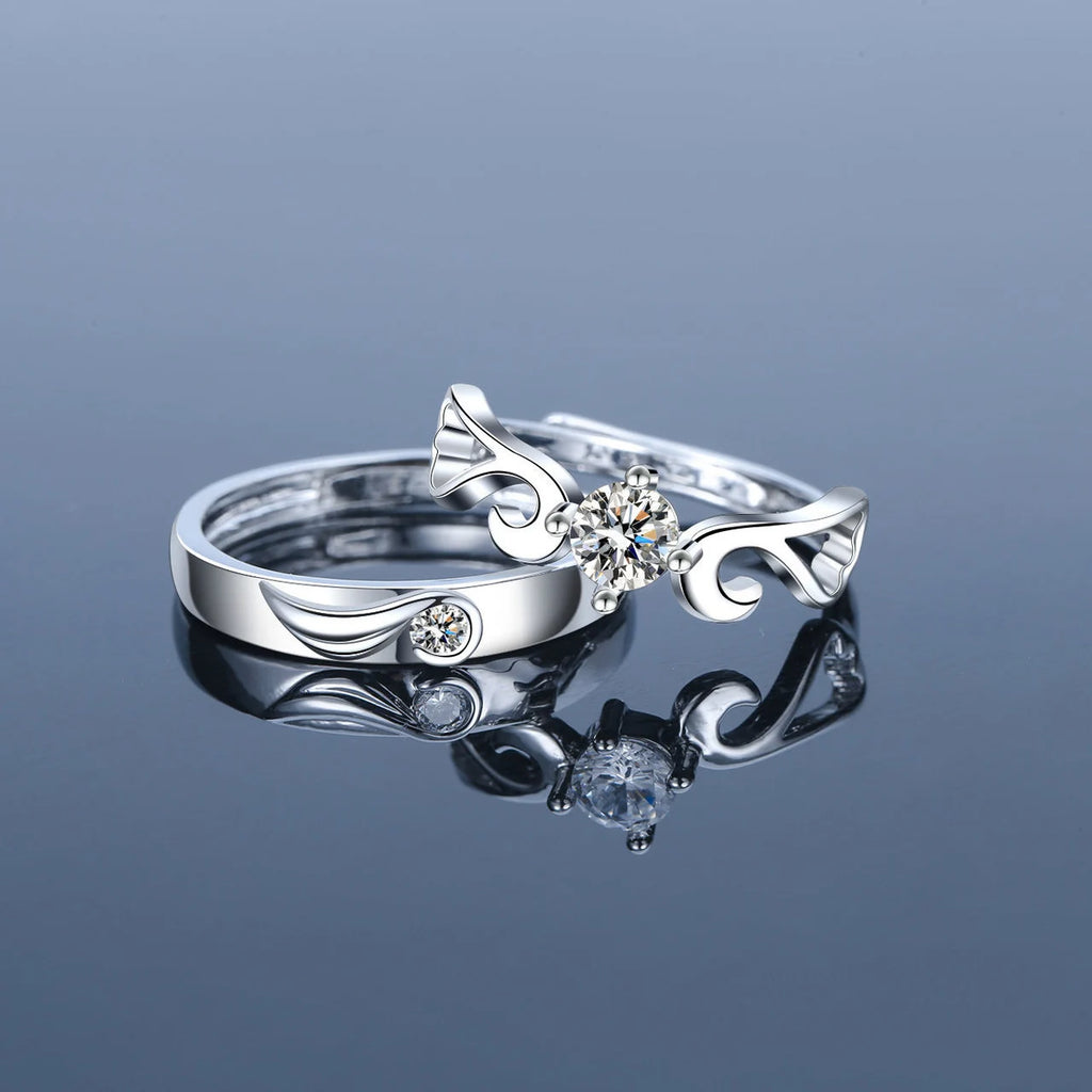 2022 Romantic Couple Wedding Ring For Woman Men 2Pcs Love Heart Zircon Adjustable Rings Fashion Engaged Promise Jewelry Gifts