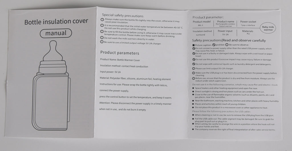 USB Charging Feeding Bottle Heater Heating Sleeve Milk Warmer 5 Temperature Adjust Insulated Breastmilk Warm Bag