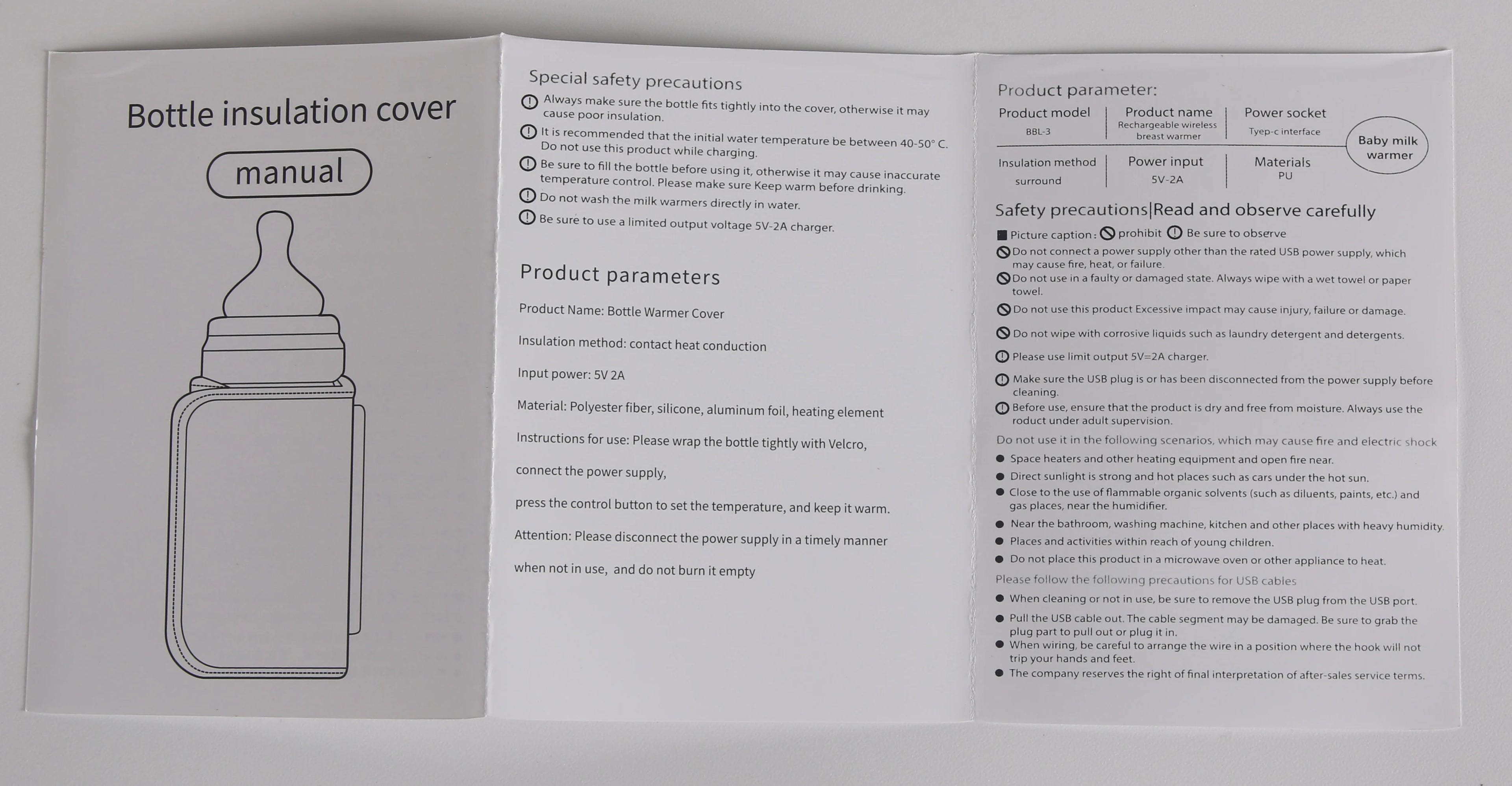 USB Charging Feeding Bottle Heater Heating Sleeve Milk Warmer 5 Temperature Adjust Insulated Breastmilk Warm Bag