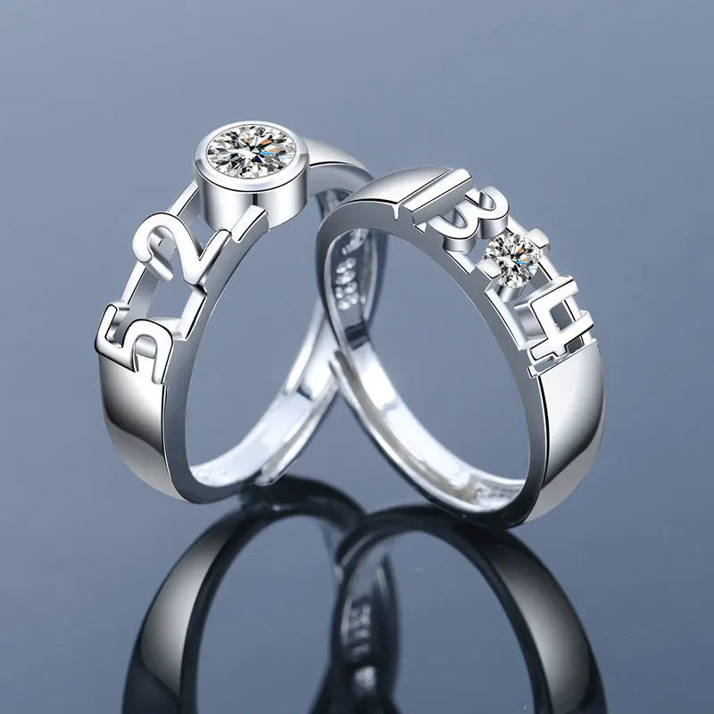 2022 Romantic Couple Wedding Ring For Woman Men 2Pcs Love Heart Zircon Adjustable Rings Fashion Engaged Promise Jewelry Gifts