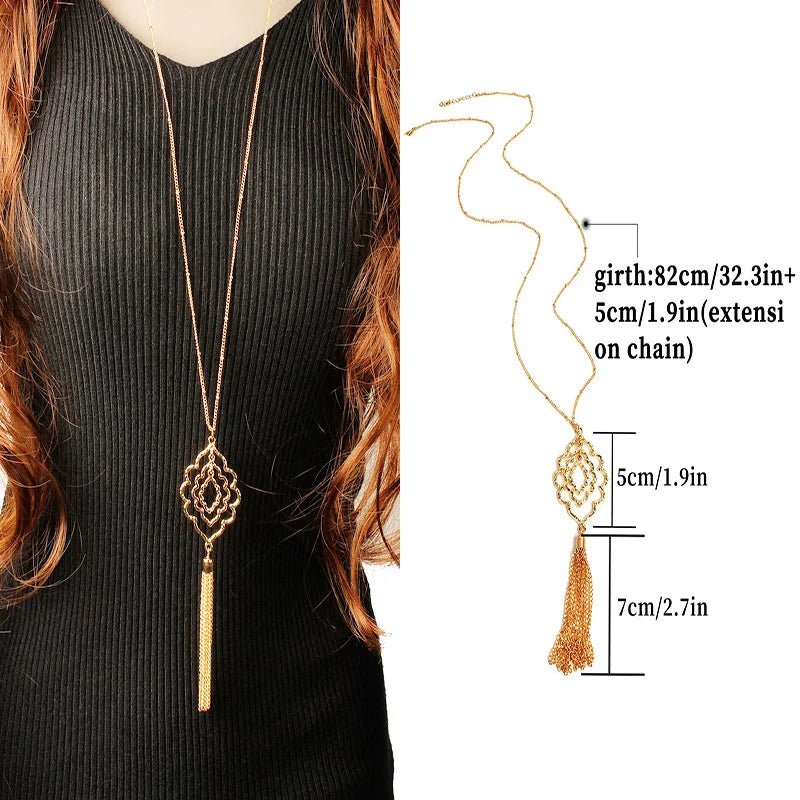 New Vintage Butterfly Pearl Tassel Clavicle Chain for Women Simple Crystal Flower Pendant Long Necklace Evil Eye Sweater Chain