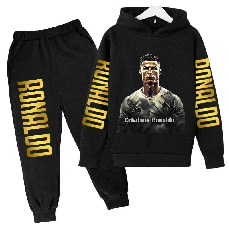 Autumn Fashion Brand Ronaldo Print Children Set Hoodie+Pants Suit 2pcs Set Kid Boy Girl Clothes Casual Football Player Tracksuit