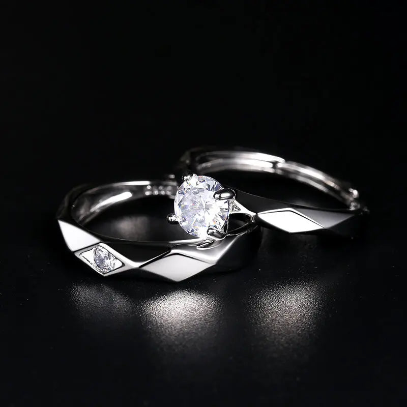 2022 Romantic Couple Wedding Ring For Woman Men 2Pcs Love Heart Zircon Adjustable Rings Fashion Engaged Promise Jewelry Gifts