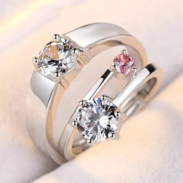 2022 Romantic Couple Wedding Ring For Woman Men 2Pcs Love Heart Zircon Adjustable Rings Fashion Engaged Promise Jewelry Gifts