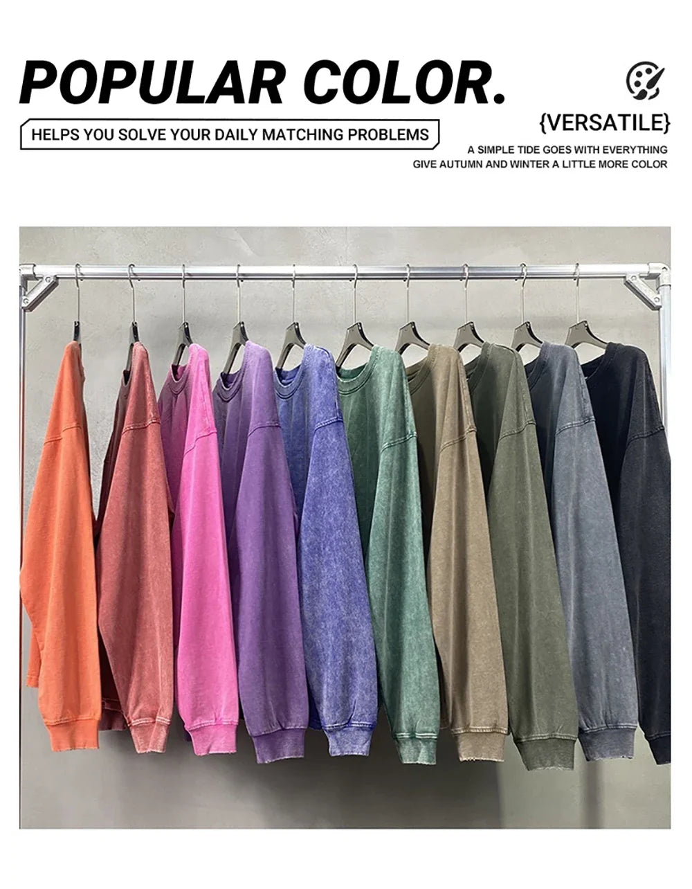 Thick Washed Sweatshirt for Men Women Cotton Loose O-Neck Oversized Clothing Korean Y2k Tops Casual Vintage Long Sleeve Hoody