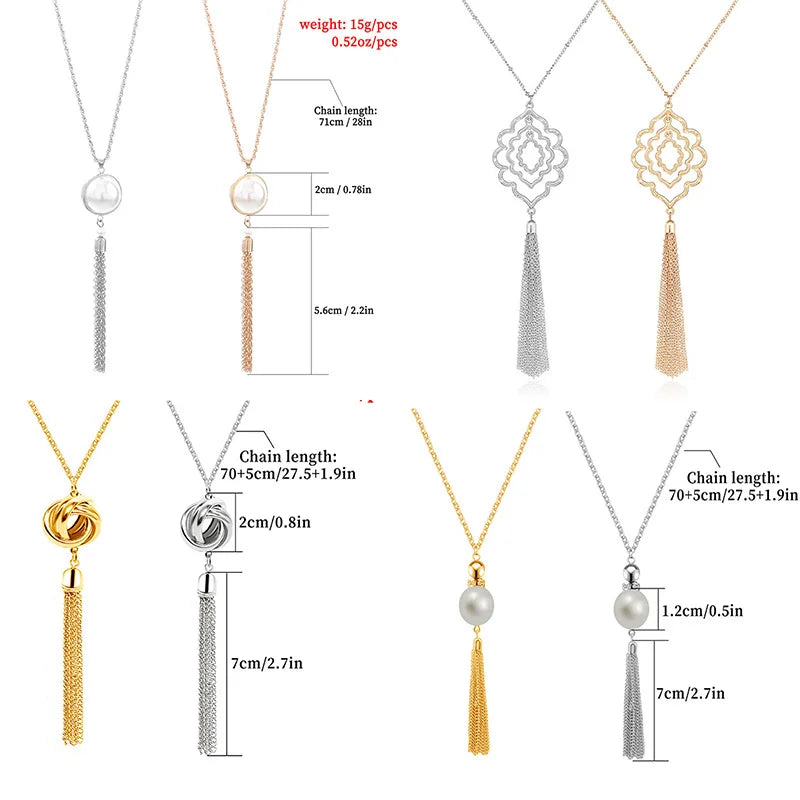 New Vintage Butterfly Pearl Tassel Clavicle Chain for Women Simple Crystal Flower Pendant Long Necklace Evil Eye Sweater Chain