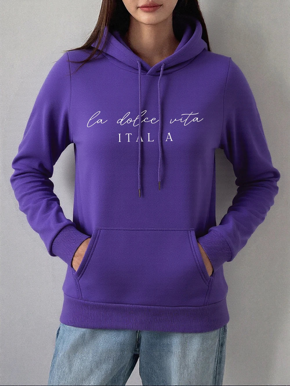 La Dolce Vita Italia Printing Hoodies Womens Basics Sporty Sweatshirts Fleece Warm Soft Pullovers Casual Pocket Womans Clothes