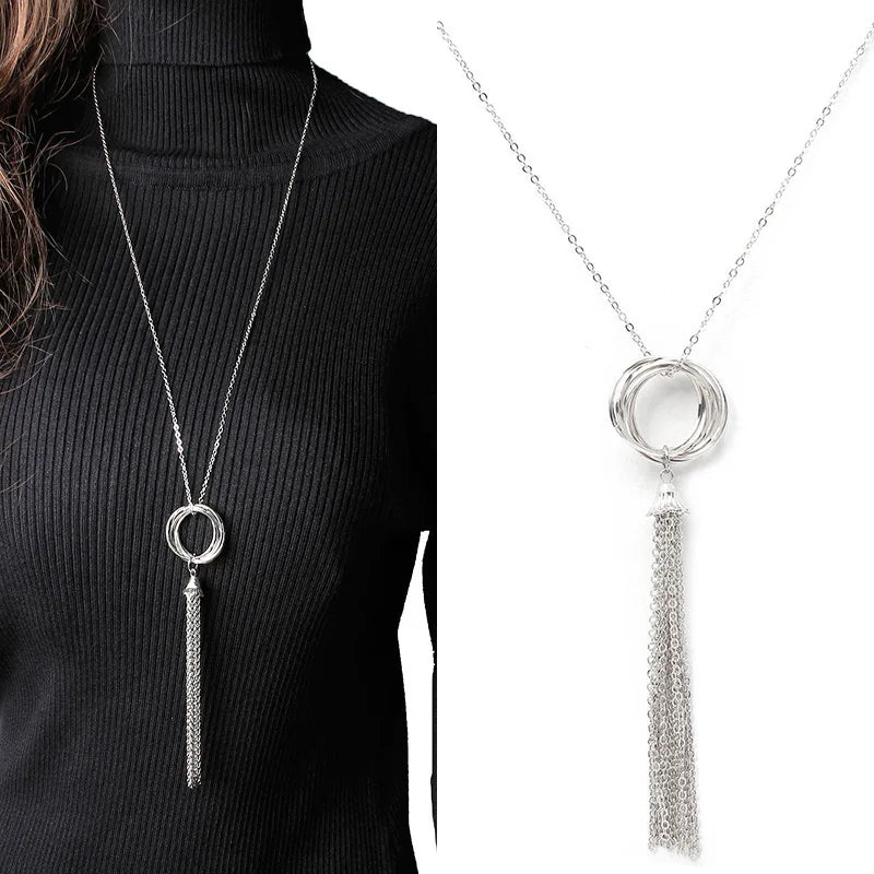 New Vintage Butterfly Pearl Tassel Clavicle Chain for Women Simple Crystal Flower Pendant Long Necklace Evil Eye Sweater Chain