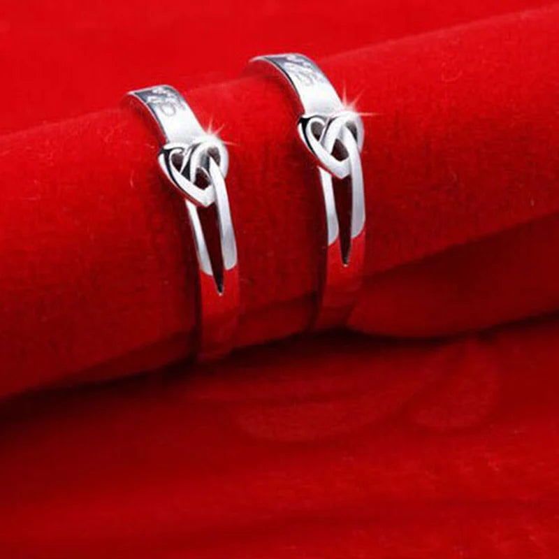 2022 Romantic Couple Wedding Ring For Woman Men 2Pcs Love Heart Zircon Adjustable Rings Fashion Engaged Promise Jewelry Gifts